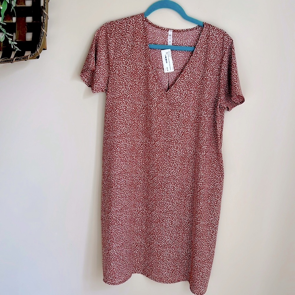 micro print shift dress | size medium